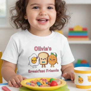 Schattige Kawaii Ontbijtvrienden: Ei, Toast, Wafel Kinder Shirts