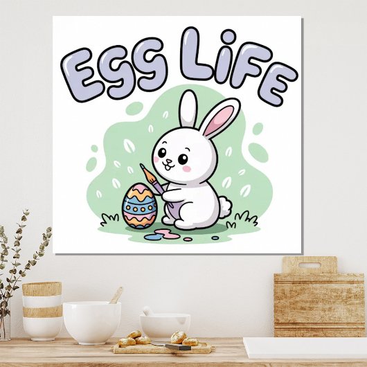 Schattige Kawaii Paasei Leven Konijn Illustratie Poster