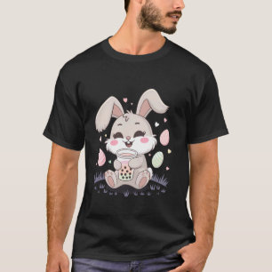 Schattige Kawaii Paashaas die Boba Bubble Tea drin T-shirt