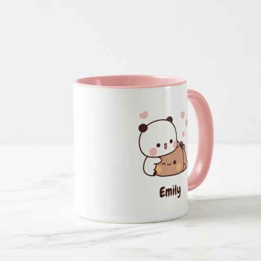Schattige Kawaii Panda | Aangepaste Jouw namen toe Mok (Voorkant rechts)