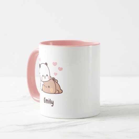 Schattige Kawaii Panda | Aangepaste Jouw namen toe Mok (Voorkant links)