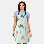 Schattige Kawaii Pastel Ocean Animals Pattern Schort (Gedragen)