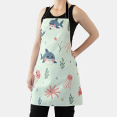 Schattige Kawaii Pastel Ocean Animals Pattern Schort (Insitu)