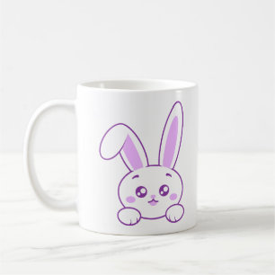 Schattige Kawaii Pastel Paarse Kijkende Konijn Cut Koffiemok