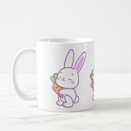Schattige Kawaii Pastel Paarse Konijn Wortel Koffiemok
