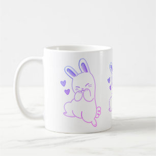 Schattige Kawaii Pastel Paarse Lachende Konijn Har Koffiemok
