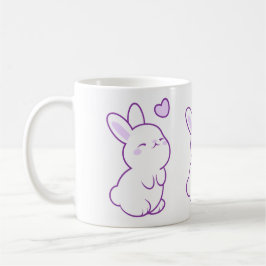 Schattige Kawaii Pastel Paarse Staande Konijn Hart Koffiemok