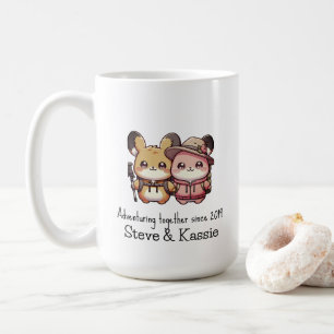 Schattige Kawaii Pika koppel samen op avontuur Koffiemok