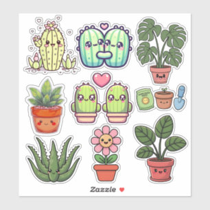 Schattige Kawaii Planten Sticker