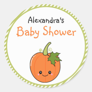 Schattige Kawaii pompoen Baby shower Ronde Sticker