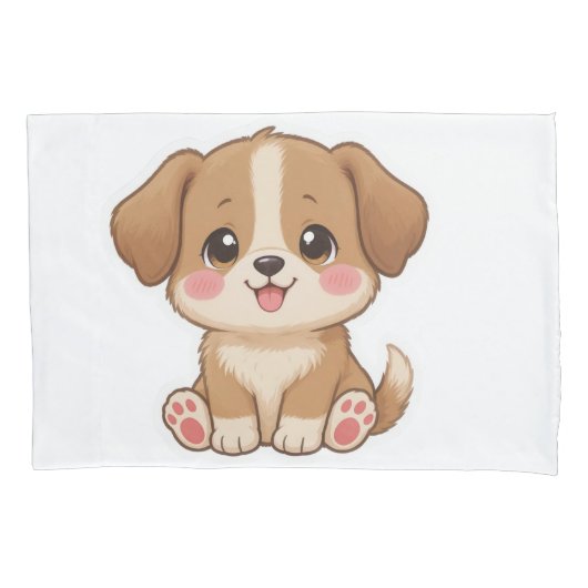 Schattige Kawaii Puppy Karakterontwerp Kussensloop (Voorkant)