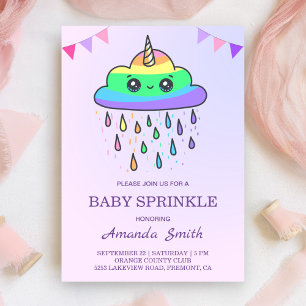 Schattige Kawaii Regenboogwolk Eenhoorn Baby Showe Kaart
