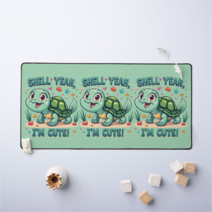 Schattige Kawaii Schildpad met Grappige Stuntelige Bureaumat