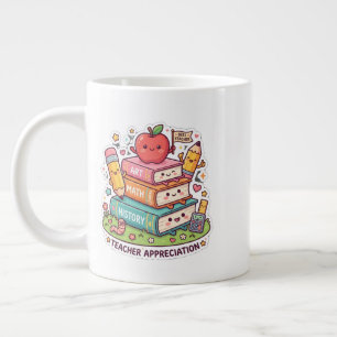 Schattige Kawaii Schoolboeken Leraar Waardering Extra Grote Beker