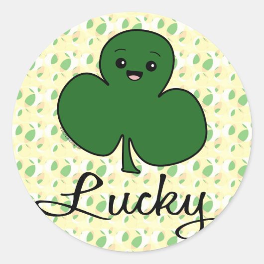 Schattige Kawaii Shamrock Ronde Sticker (Voorkant)