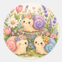 Schattige kawaii slakken met bloemen
