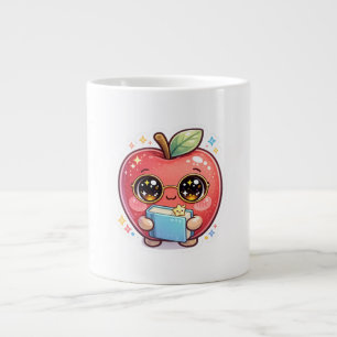 Schattige Kawaii Slimme Appel met Bril die een Boe Extra Grote Beker