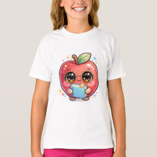 Schattige Kawaii Slimme Appel met Bril die een Boe T-shirt