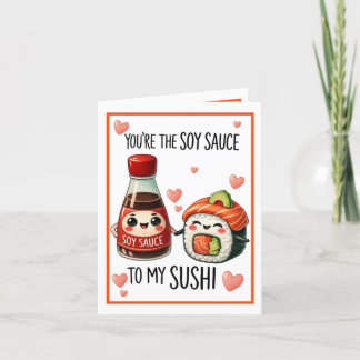 Schattige Kawaii Sojasaus en Sushi Bedankkaart