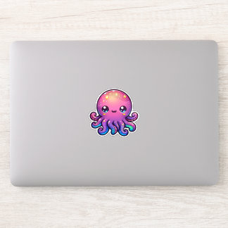 Schattige Kawaii Space Octopus met kosmische gloed Sticker