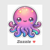 Schattige Kawaii Space Octopus met kosmische gloed Sticker (Vel)