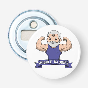 Schattige Kawaii Spier Daddy Baardige Bodybuilder Button Flesopener