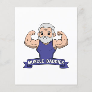 Schattige Kawaii Spier Daddy Baardige Bodybuilder Flyer