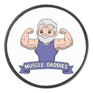 Schattige Kawaii Spier Daddy Baardige Bodybuilder Hockey Puck