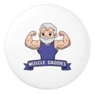 Schattige Kawaii Spier Daddy Baardige Bodybuilder Keramische Knop