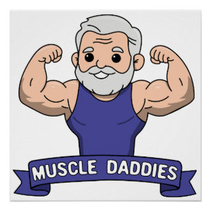 Schattige Kawaii Spier Daddy Baardige Bodybuilder Perfect Poster