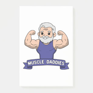 Schattige Kawaii Spier Daddy Baardige Bodybuilder Post-it® Notes