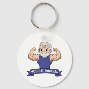 Schattige Kawaii Spier Daddy Baardige Bodybuilder Sleutelhanger