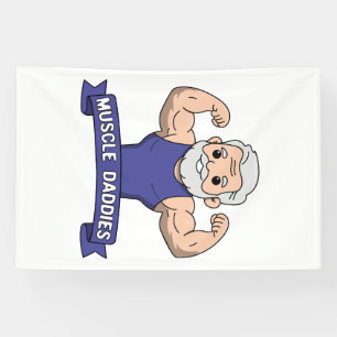 Schattige Kawaii Spier Daddy Baardige Bodybuilder Spandoek