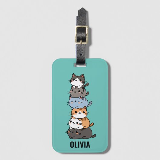 Schattige Kawaii Stack van Kitty Cats Bagagelabel (Voorkant (verticaal))
