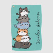 Schattige Kawaii Stack van Kitty Cats Custom Golfhanddoek (Voorkant)