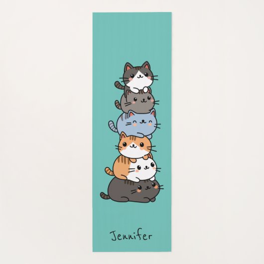 Schattige Kawaii Stack van Kitty Cats Custom Yogamat (Achterkant)