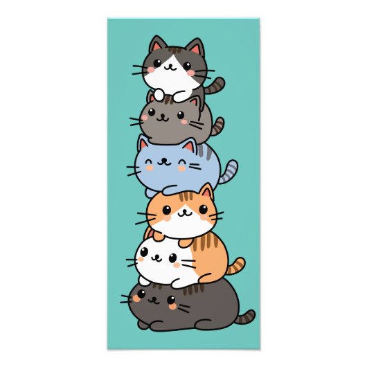 Schattige Kawaii Stack van Kitty Cats Foto Afdruk (Voorkant)
