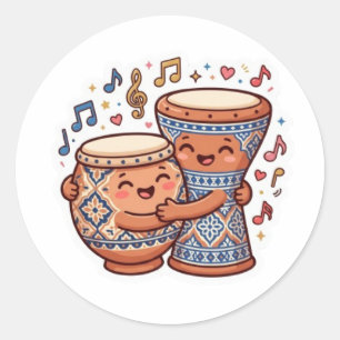 Schattige Kawaii Traditionele Marokkaanse Klei Dru Ronde Sticker