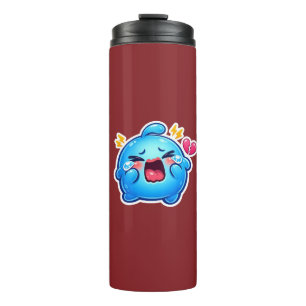 Schattige Kawaii Treurige Blauwe Slijm Huilend met Thermosbeker