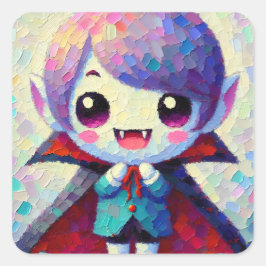 Schattige Kawaii Vampier Jongen  Vierkante Sticker