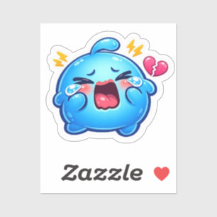 Schattige Kawaii Verdrietige Blauwe Slijm Huilend  Sticker