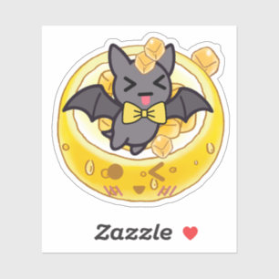 Schattige Kawaii Vleermuis en IJskoude Citroen Kom Sticker