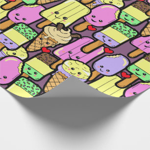 Schattige Kawaii voedselpatroon Cadeaupapier