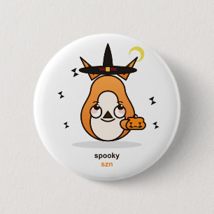 Schattige Kawaii Vos Heks Spokerig Seizoen Hallowe Ronde Button 5,7 Cm