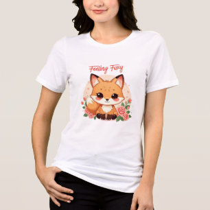 Schattige Kawaii Vos Met Rozen – Voelt Foxy Illust Tri-Blend Shirt