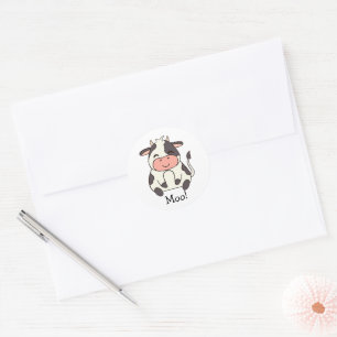 Schattige Kawaii Vriendelijke Koe Moo! Ronde Sticker