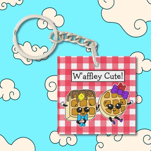 Schattige Kawaii Waffle Pun Sleutelhanger