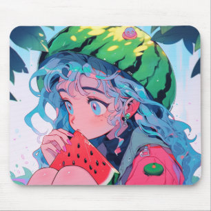 Schattige Kawaii Watermeloen Fruit Natuur Anime Me Muismat