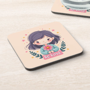 Schattige Kawaii "Wees Aardig" Illustratie Bier Onderzetter