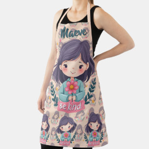Schattige Kawaii "Wees Aardig" Illustratie Schort